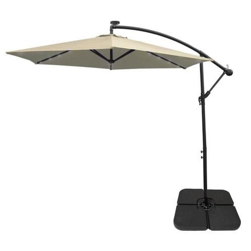 Monster Shop Zweefparasol - Crème - 3m - LED Verlichting -, Tuin en Terras, Parasols, Verzenden