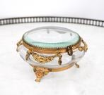 Coffret antique en verre biseauté et laiton doré -
