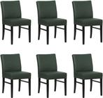 Set van 6 Donkergroene leren landelijke eetkamerstoelen - He, Huis en Inrichting, Stoelen, Overige kleuren, Nieuw, Leer, Ophalen of Verzenden