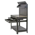 Werkbank met lades en gereedschapbord zwart 114 cm