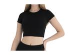 Dames Sport Crop Top - Korte Mouwen - WOOSTER® - Zwart, Verzenden