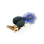 Tricolor gouden broche met gekleurd glas, jade en diamant..., Gebruikt, Overige kleuren, Ophalen of Verzenden, Met edelsteen