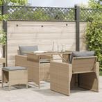vidaXL 4-delige Loungeset met kussens poly rattan beige, Verzenden, Nieuw, Rotan, Loungeset