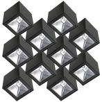 Set 10 stuks LED Solar Cube wandlamp zwart vierkant, Verzenden, Nieuw