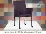Leren eetkamerstoel Comfort met wieltjes en armleuning -, Huis en Inrichting, Stoelen, Nieuw, Leer, Ophalen of Verzenden, Eén