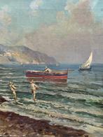 Scuola italiana (XIX-XX), firmato Pasini - Marina di Napoli, Antiek en Kunst