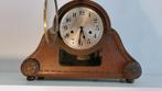 Pendule/schouw klok - Art Deco eiken-messing-glas -, Antiek en Kunst