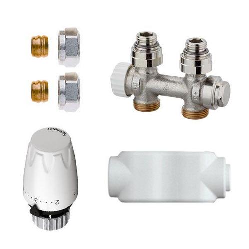 Heimeier aansluitset recht - 15 mm - thermostatisch, Doe-het-zelf en Verbouw, Verwarming en Radiatoren, Verzenden