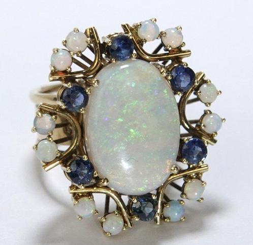 Ring - 14 karaat Geel goud - 8.40ct. tw. Opaal - Gemengde, Sieraden, Tassen en Uiterlijk, Ringen
