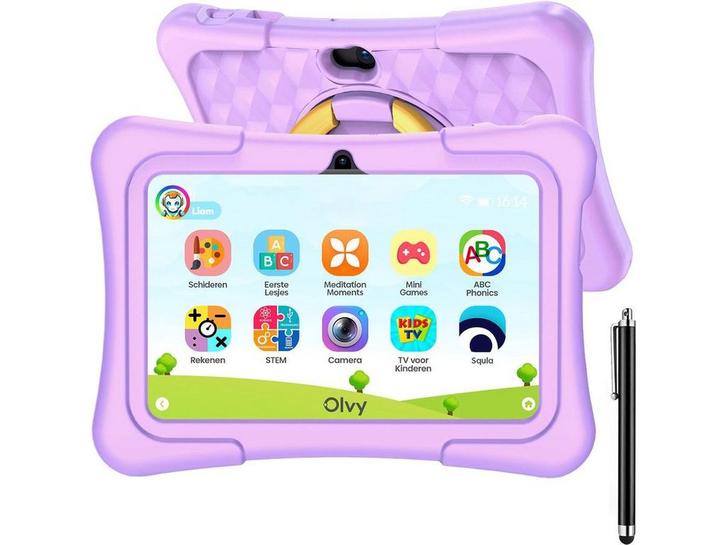 Olvy K7 Olvy Purple Pro - Kindertablet - 96GB - 7 Inch -, Huis en Inrichting, Woonaccessoires | Overige, Nieuw, Verzenden
