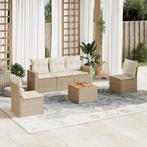vidaXL 6-delige Loungeset met kussens poly rattan beige, Verzenden, Nieuw, Rotan, Loungeset