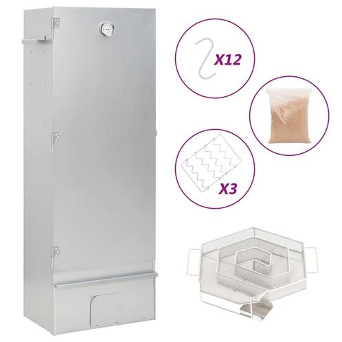 vidaXL BBQ-rookoven met koude rookgenerator gegalvaniseerd, Tuin en Terras, Houtskoolbarbecues, Nieuw, Verzenden