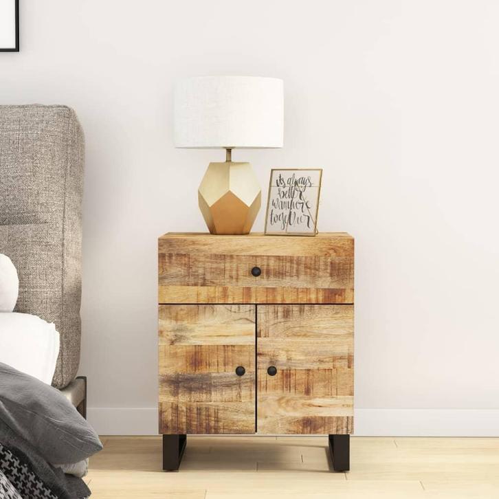 vidaXL Nachtkastjes 50x33x60 cm massief mangohout en bewerkt, Huis en Inrichting, Slaapkamer | Nachtkastjes, Nieuw, Minder dan 45 cm