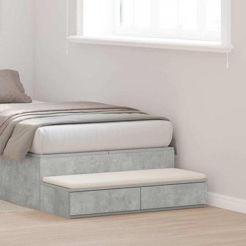 vidaXL Bedlades 90x36,5x16,5 cm bewerkt hout betongrijs, Huis en Inrichting, Slaapkamer | Nachtkastjes, Nieuw, Minder dan 45 cm
