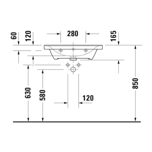 Wastafel Duravit D-Neo Met Rand Overloop Kraanvlak 1, Doe-het-zelf en Verbouw, Sanitair, Ophalen of Verzenden