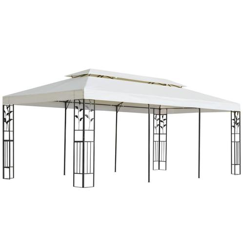 vidaXL Prieel met dubbel dak 6x3 m wit, Tuin en Terras, Partytenten, Nieuw, Verzenden