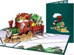 Kerstkaart Locomotief met Vrolijke Dieren pop-up kaart, Verzenden, Nieuw