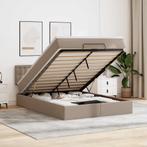 vidaXL Bed poef met matrassen en LEDs 140x190cm kunstleer, Huis en Inrichting, Overige materialen, Bruin, Verzenden, Nieuw