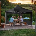 Opvouwbaar tuinpaviljoen 3x3m met 2 zijdelen - zwart, Tuin en Terras, Partytenten, Verzenden, Nieuw
