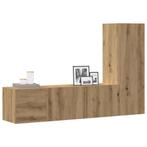 vidaXL Tv-wandkasten 3 st bewerkt hout artisanaal, Huis en Inrichting, Kasten | Televisiemeubels, Verzenden, Nieuw, Overige houtsoorten