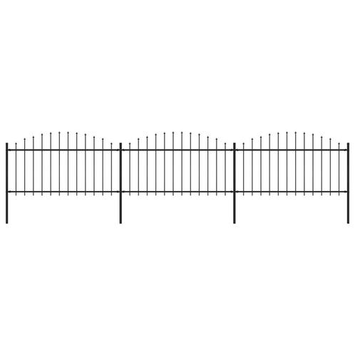 vidaXL Tuinhek met speren bovenkant (1,25-1,5)x5,1 m staal, Tuin en Terras, Schuttingen, Nieuw, IJzer, Minder dan 1 meter, Verzenden