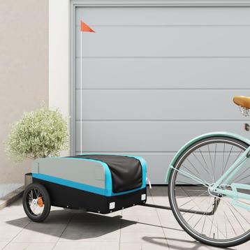 vidaXL Fietstrailer 30 kg ijzer zwart en blauw beschikbaar voor biedingen