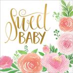 Geboorte Servetten Baby Meisje Bloemen 33cm 16st, Verzenden, Nieuw