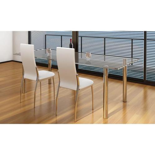 vidaXL Eetkamerstoelen 2 st kunstleer wit, Huis en Inrichting, Stoelen, Wit, Nieuw, Verzenden