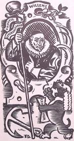 Willem van Oranje en censuur op spotprent (lijst optie), Antiek en Kunst, Verzenden
