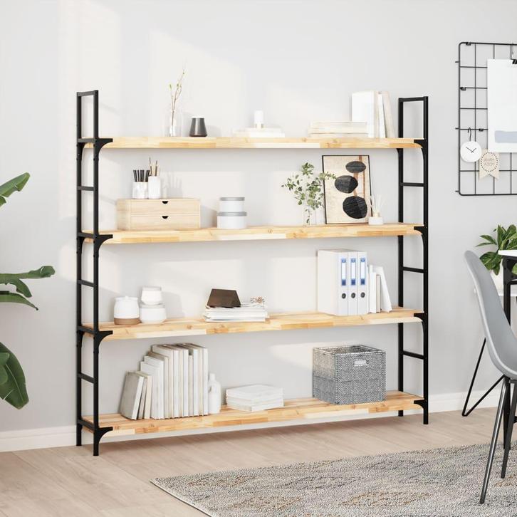 vidaXL Wandschappen 2 st zwevend 120x20x4 cm onbehandeld, Huis en Inrichting, Woonaccessoires | Wandplanken en Boekenplanken, Nieuw