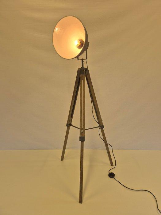 Statief vloerlamp - Hout, Metaal - Stoere Studiolamp, Antiek en Kunst, Antiek | Wandborden en Tegels