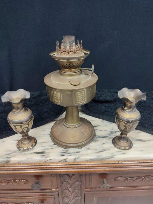 Olielamp (3) - Messing - Olielamp en vazen, Antiek en Kunst, Curiosa en Brocante