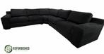 Refurbished 6-zits hoekbank zwart 6 mnd garantie!, Huis en Inrichting, Banken | Bankstellen, Hoekbank, 300 cm of meer, Zo goed als nieuw