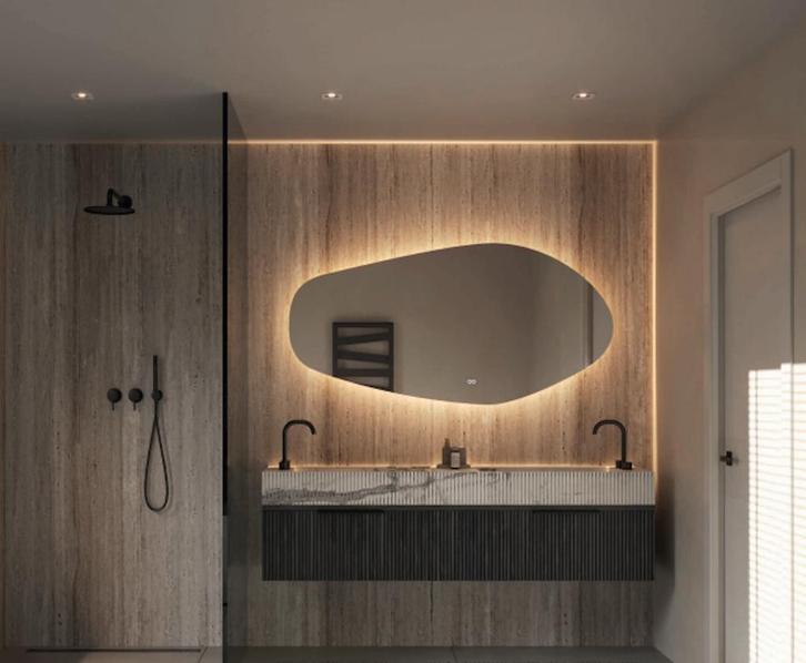 Spiegel Hipp Design SPV 21000 Organisch Met Verlichting, Doe-het-zelf en Verbouw, Sanitair, Bad, Nieuw, Ophalen of Verzenden