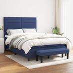 vidaXL Boxspring met matras stof blauw 140x200 cm, 140 cm, 200 cm, Stof, Verzenden