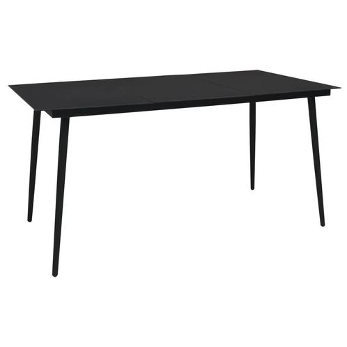 vidaXL Tuintafel 150x80x74 cm staal en glas zwart, Tuin en Terras, Tuintafels, Nieuw, Metaal, Verzenden