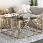 vidaXL Salontafel roestvrijstaal en gehard glas goudkleurig, Verzenden, Nieuw, 50 tot 100 cm, Metaal