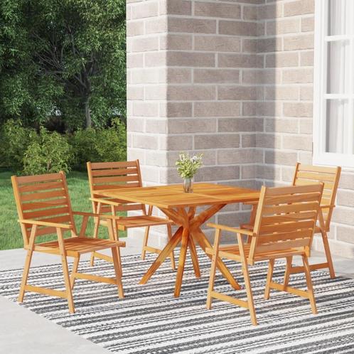 vidaXL 5-delige Tuinset massief acaciahout, Tuin en Terras, Tuinsets en Loungesets, Tuinset, Nieuw, 4 zitplaatsen, Hardhout, Verzenden