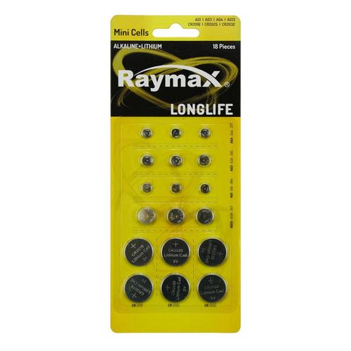 Raymax Knoopcelbatterijen - Lithium en Alkaline - 18 stuk..., Audio, Tv en Foto, Accu's en Batterijen, Nieuw, Ophalen of Verzenden