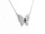 Ketting met hanger - 14 karaat Witgoud - 0.53ct. tw. Saffier