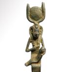 Oude Egypte, Ptolemeïsch Brons Gezeten Isis met jonge Horus