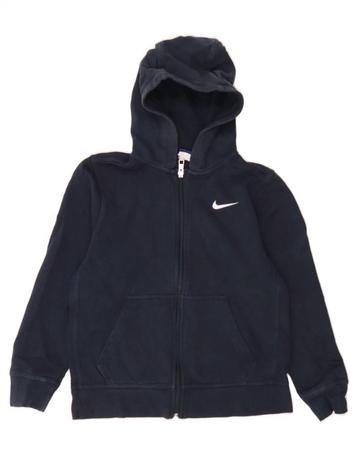 NIKE Boys Zip Hoodie Sweater 10-11 Years Medium Navy Blue beschikbaar voor biedingen