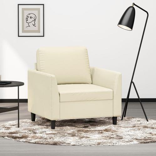 vidaXL Fauteuil 60 cm kunstleer crèmekleurig, Huis en Inrichting, Banken | Bankstellen, Nieuw, Minder dan 150 cm, Leer, Eenpersoons