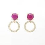 Oorbellen - 14 karaat Geel goud - 1.86ct. tw. Robijn -, Sieraden, Tassen en Uiterlijk, Oorbellen, Nieuw