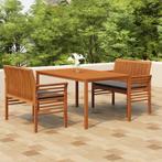 vidaXL 3-delige Tuinset met kussens massief acaciahout, Tuin en Terras, Tuinsets en Loungesets, Verzenden, Nieuw, Hardhout, Tuinset