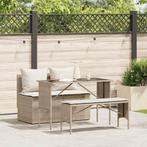 vidaXL 3-delige Tuinset met kussens poly rattan beige, 4 zitplaatsen, Nieuw, Tuinset, Verzenden