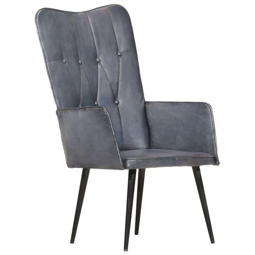 vidaXL Fauteuil echt leer grijs, Huis en Inrichting, Fauteuils, Nieuw, Verzenden