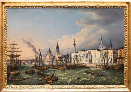 Italiaanse school (XIX) - Veduta di Londra dalla riva del, Antiek en Kunst, Kunst | Schilderijen | Klassiek