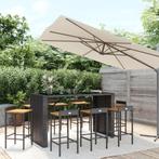 vidaXL 9-delige Tuinbarset poly rattan en massief acaciahout, Verzenden, Nieuw, Rotan, 8 zitplaatsen
