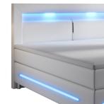 Boxspringbed / Boxspring Norfolk - 180 x 200 cm - Wit - LED, Verzenden, Nieuw